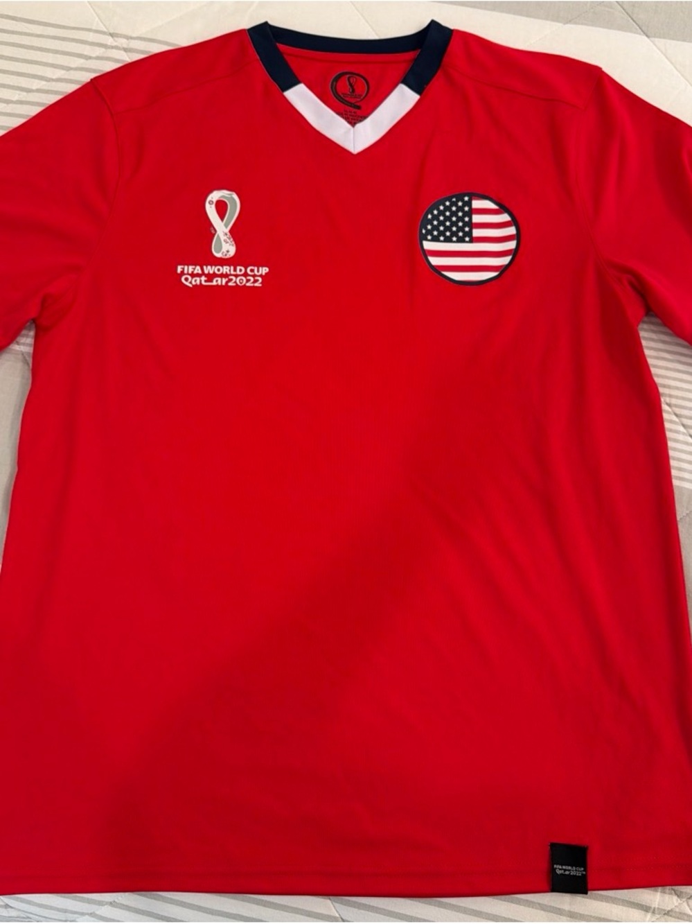 FIFA World Cup 2022 Red Soccer Jersey with USA Badge